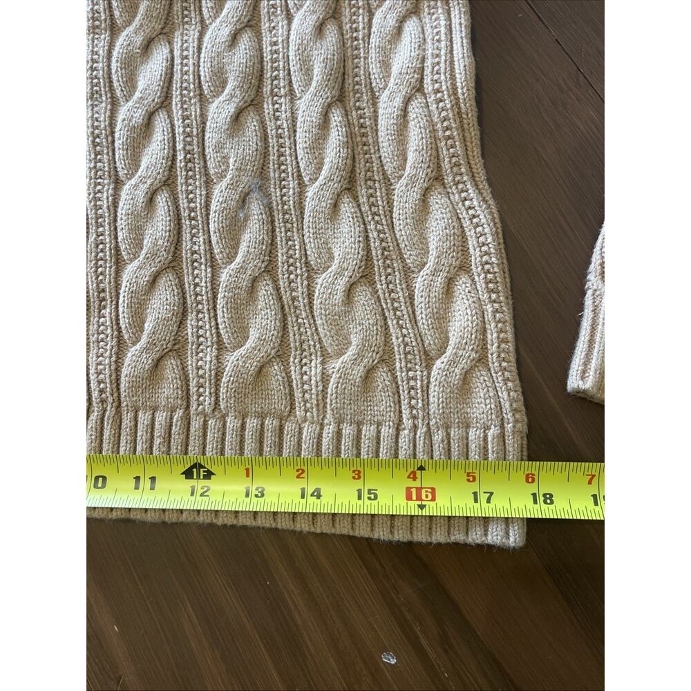Lands End Drifter Tan Cable Knit Sweater Fisherman Cabin Natural Minimalist‎ - Picture 7 of 10
